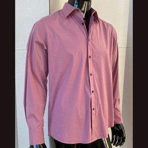 Theory Solid Mauve Pink Spread Collar Button Front Shirt Size L Large